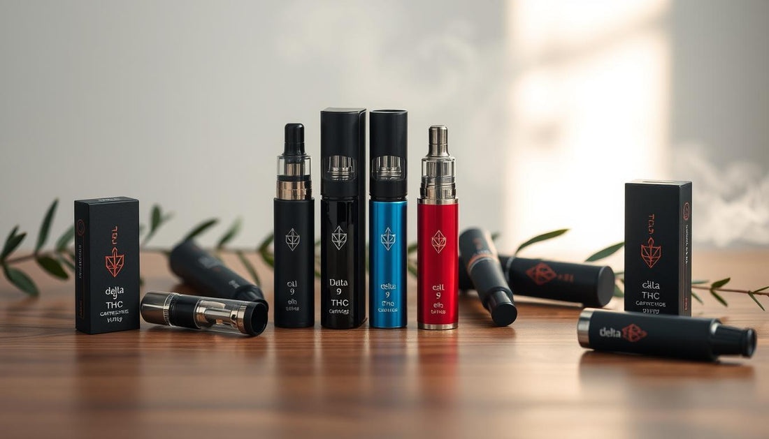 A sleek arrangement of premium Delta 9 THC vape cartridges