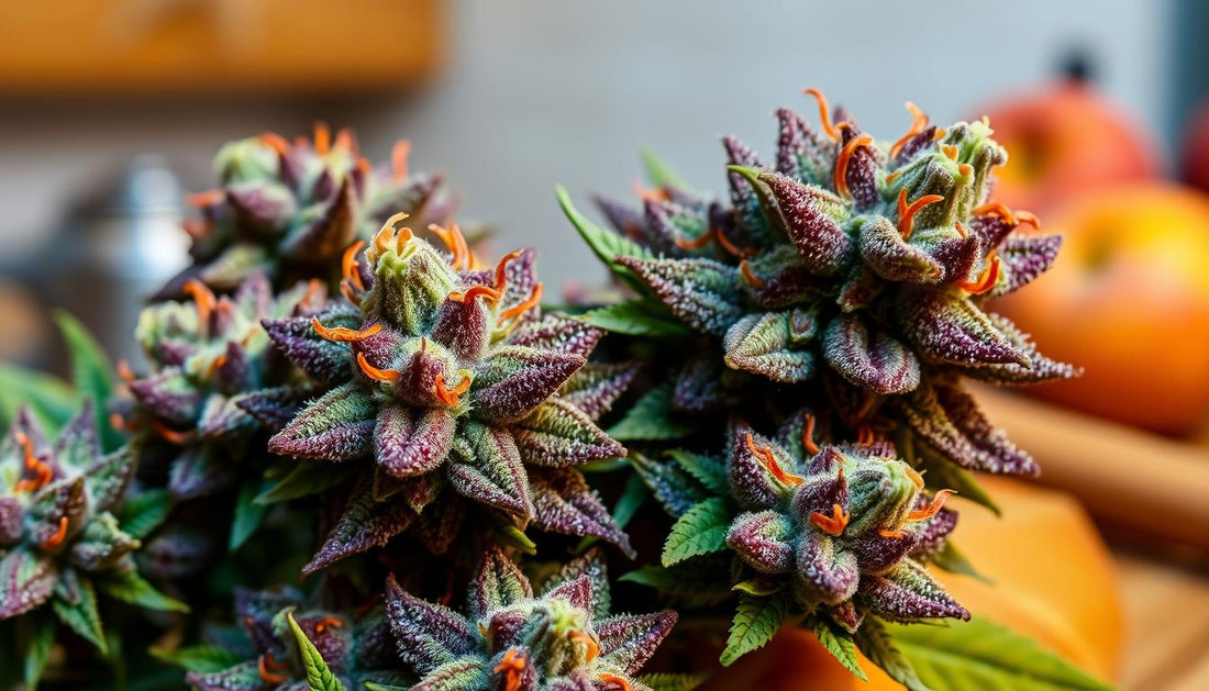 A close-up of vibrant cannabis buds featuring the Georgia Pie strain