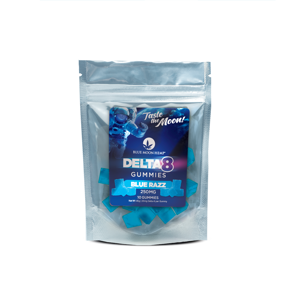 Delta 8 Blue Razz Gummies 250mg